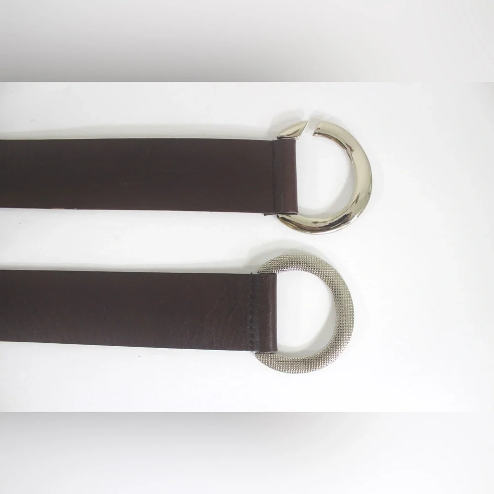 Adjustable Ellen Tracy Italian Leather Belt with Silver Buckle up to 37” - Picture 4 of 7
